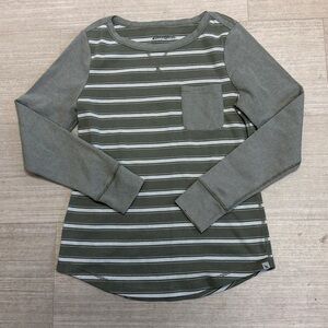 Eddie Bauer Women’s Olive Striped Long Sleeve  Tee Size M